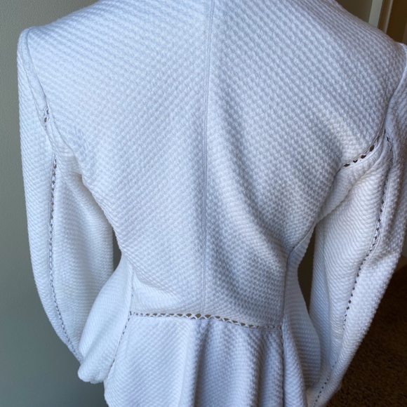 REBECCA TAYLOR Sz 4 White Peplum Top/Jacket - Picture 3 of 7